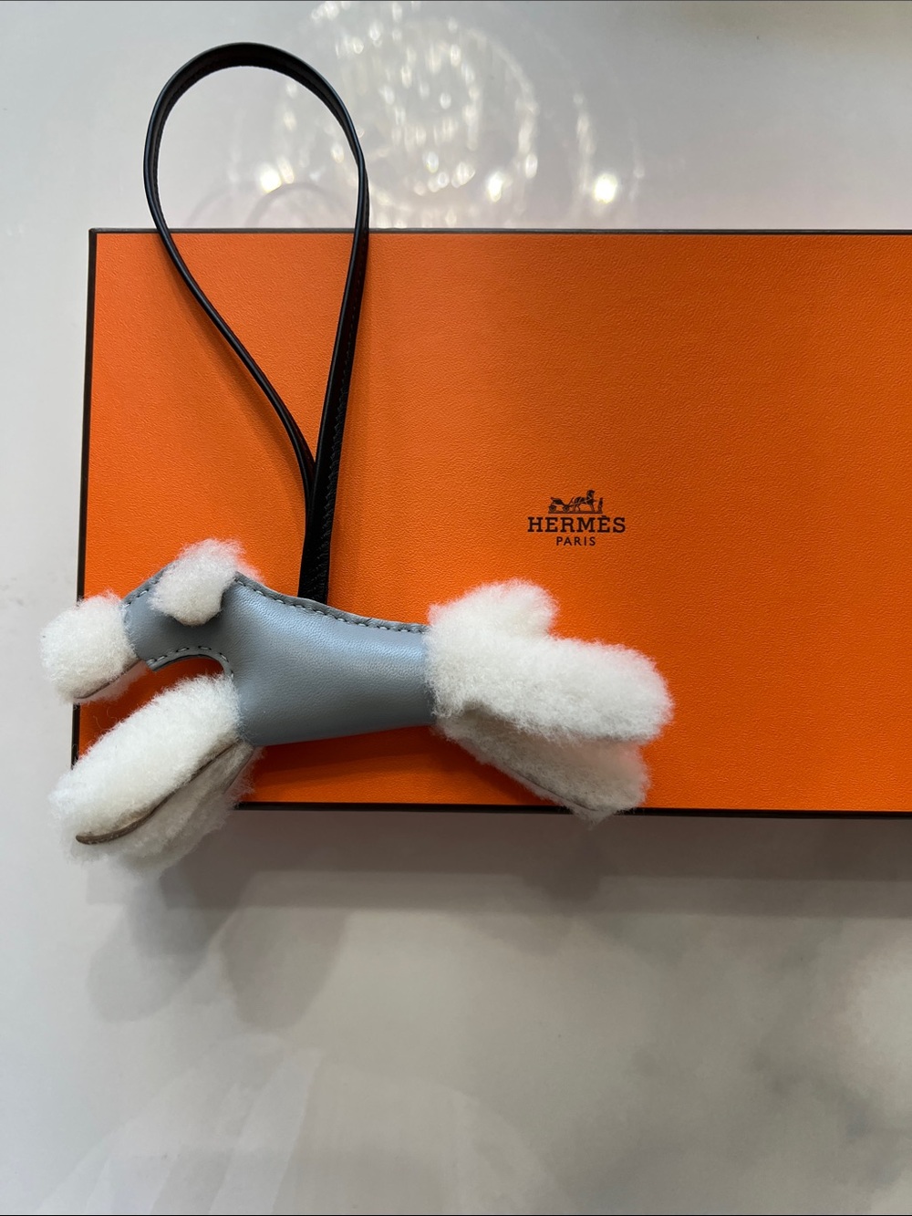 Hermes budy gris pantin Gray & White Poodle Bag Charm